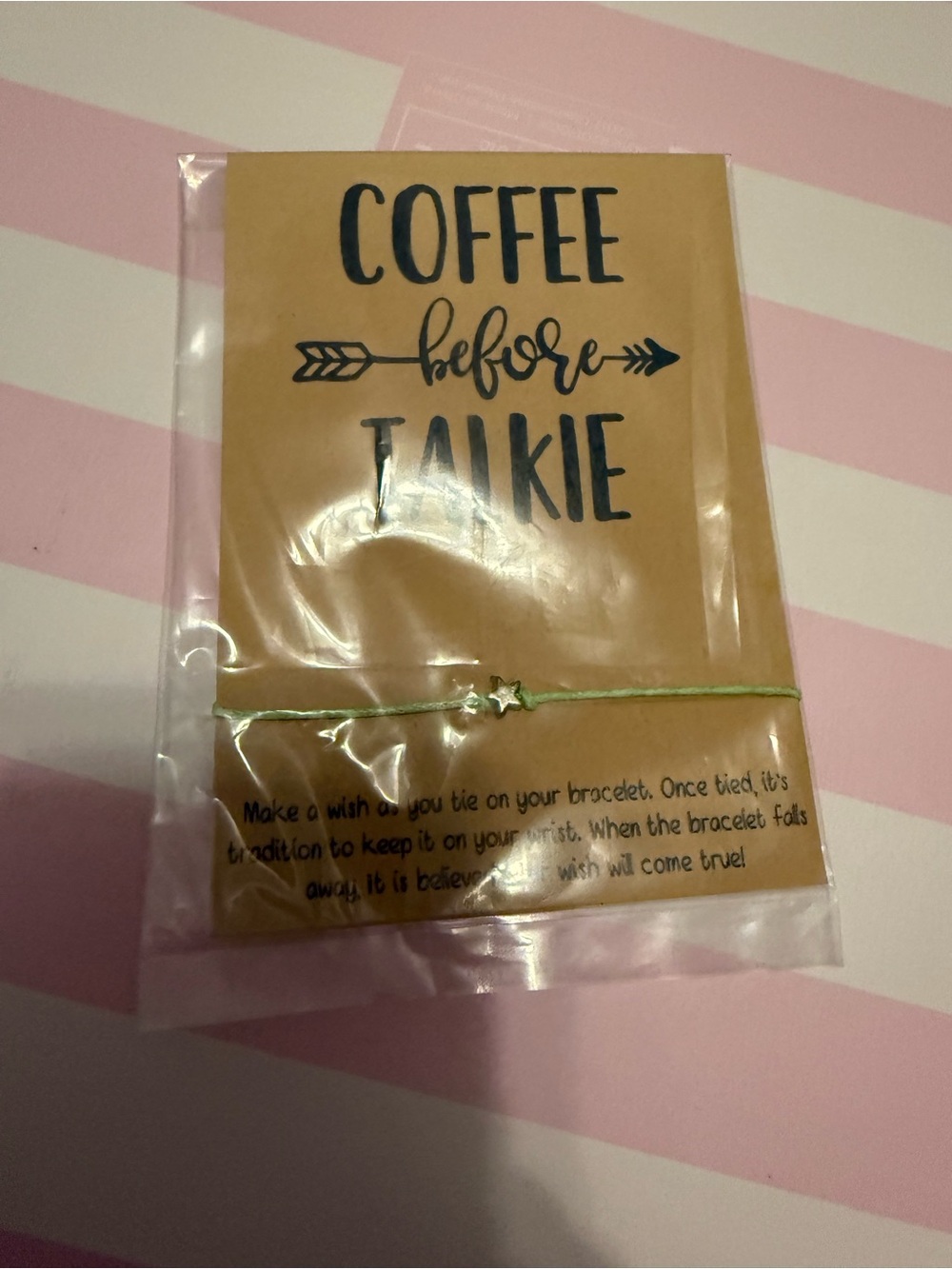 NWT Coffee before Talkie | Green Star Wish Bracelet Gift
